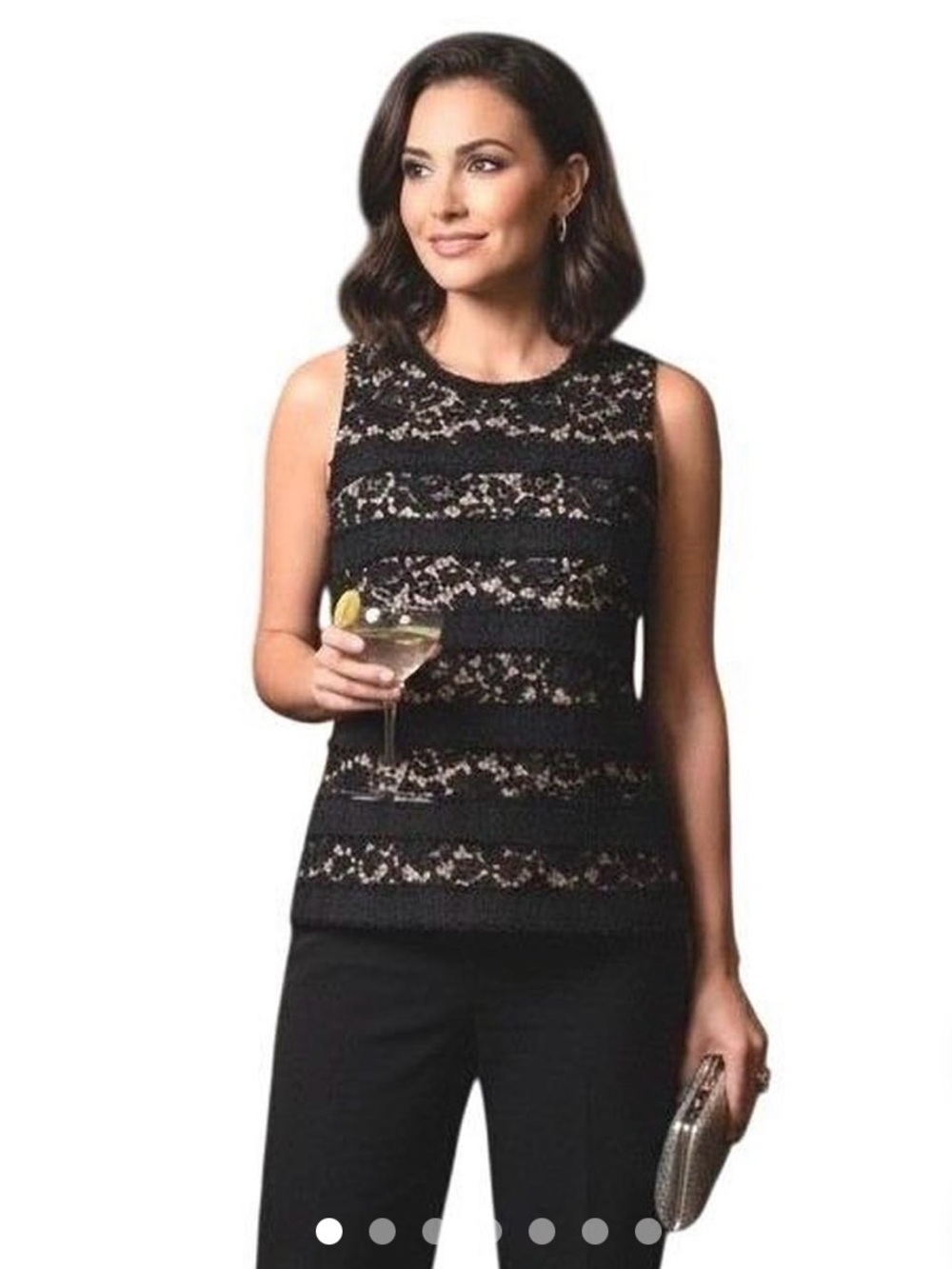 NWT J Crew Black Floral Lace Sleeveless Top Style  Size MEDIUM